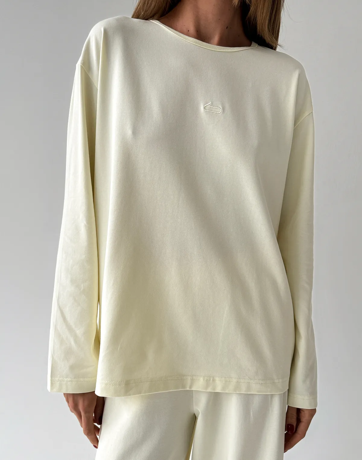 Піжамний лонгслів з ніжної бавовняної тканини, світло-жовтий - Фото 6