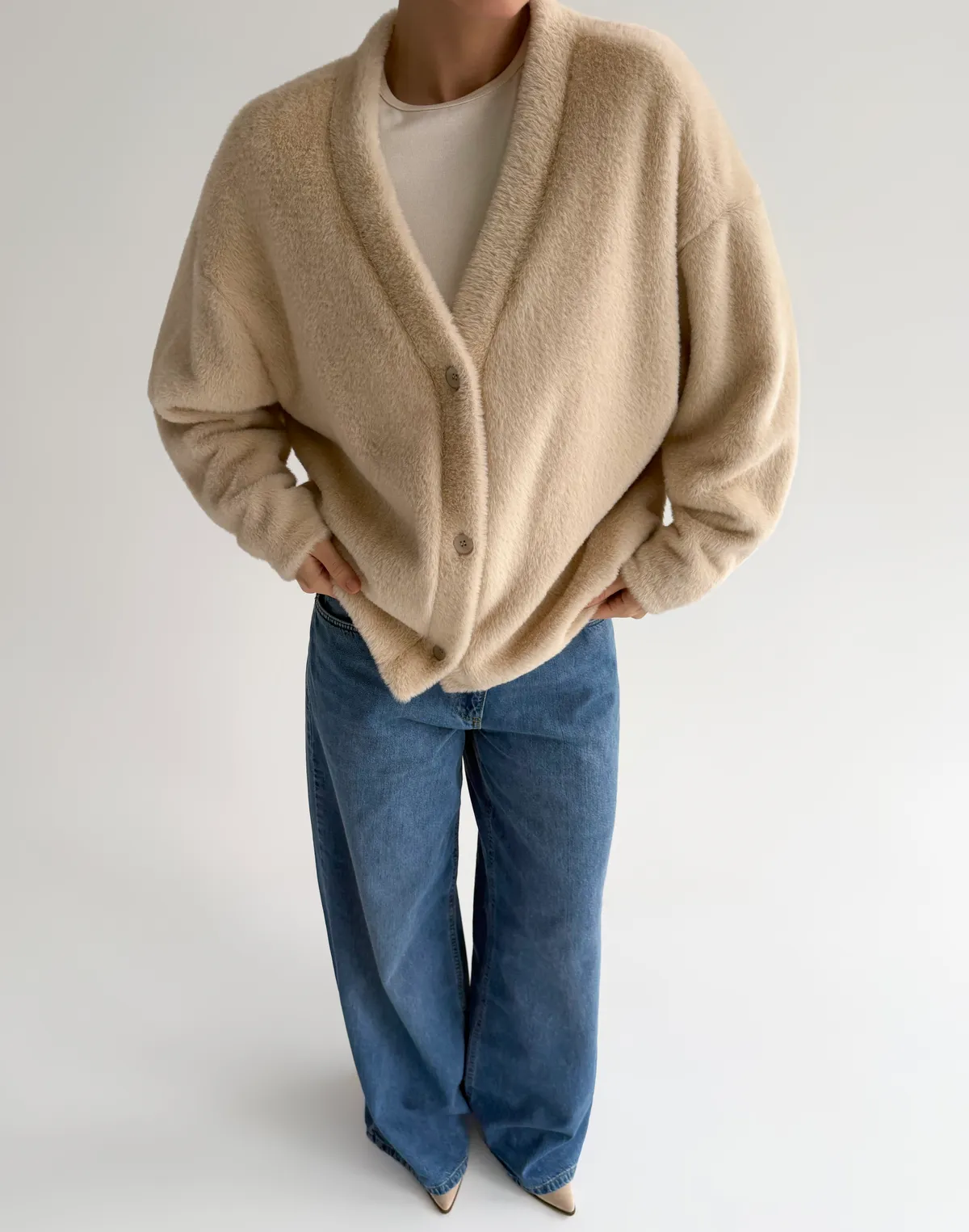 Кардиган волохатий зимовий, бежевий - Фото 8