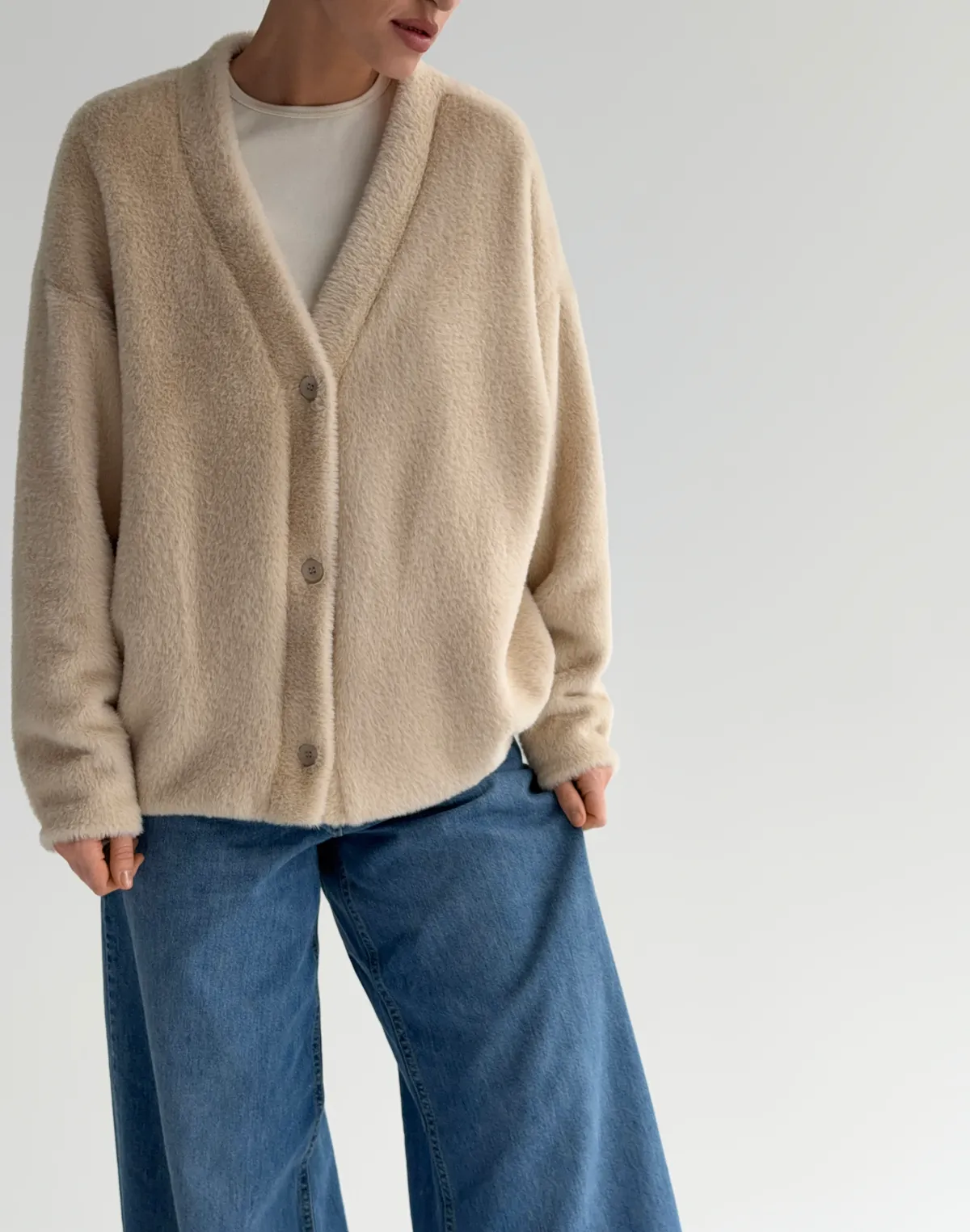 Кардиган волохатий зимовий, бежевий - Фото 6