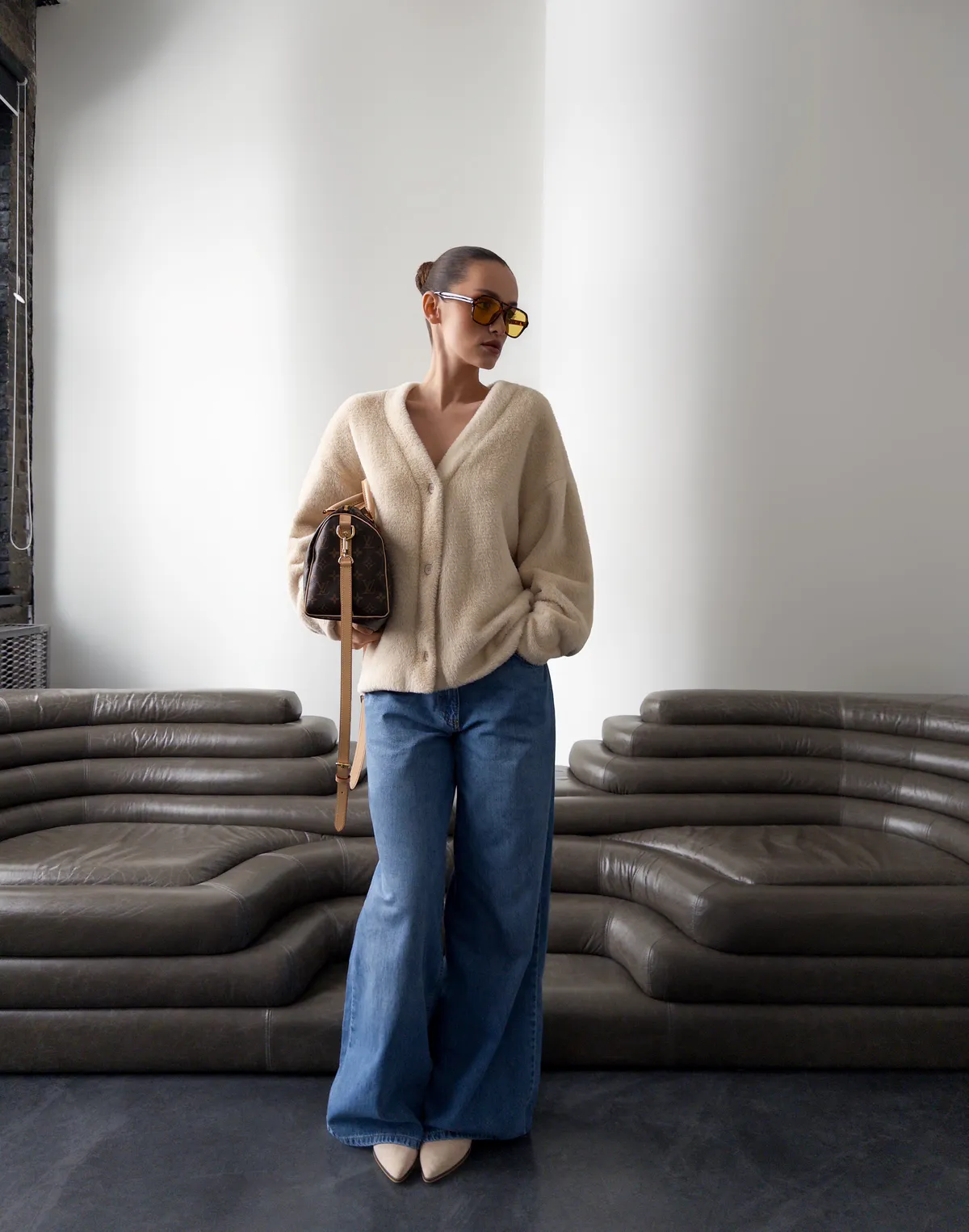 Кардиган волохатий зимовий, бежевий - Фото 3