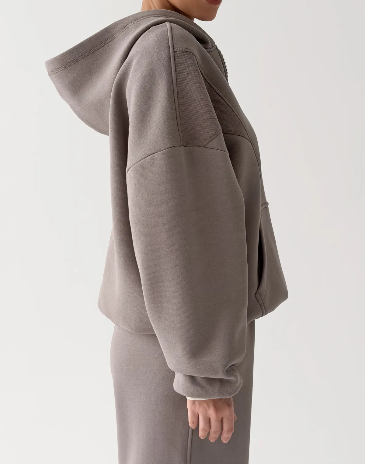 Худі з блискавкою до середини з начосом, сіро-кавовий - Фото 8