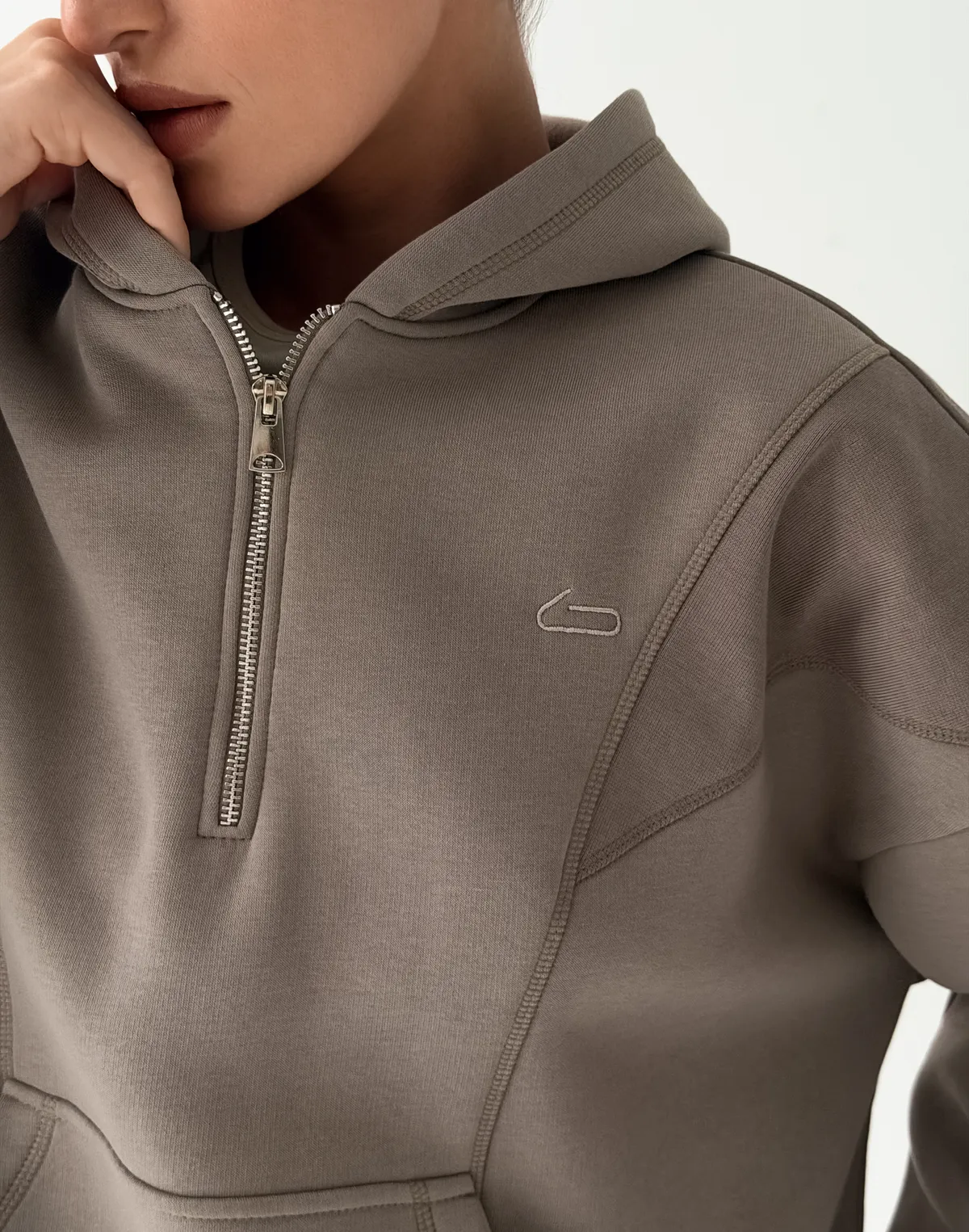 Худі з блискавкою до середини з начосом, сіро-кавовий - Фото 7