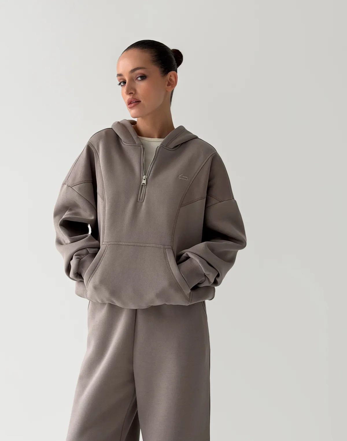 Худі з блискавкою до середини з начосом, сіро-кавовий - Фото 4