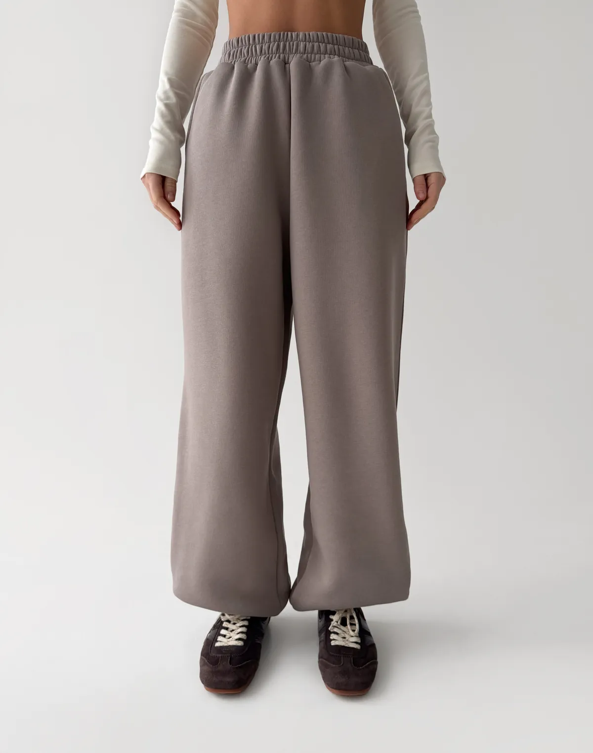 Джогери оверсайз з начосом, сіро-кавові - Фото 1