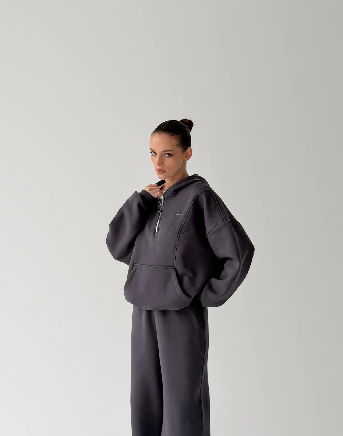 Худі з блискавкою до середини з начосом, антрацит - Фото 8