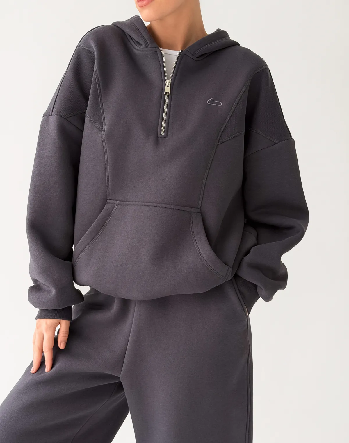 Худі з блискавкою до середини з начосом, антрацит - Фото 1