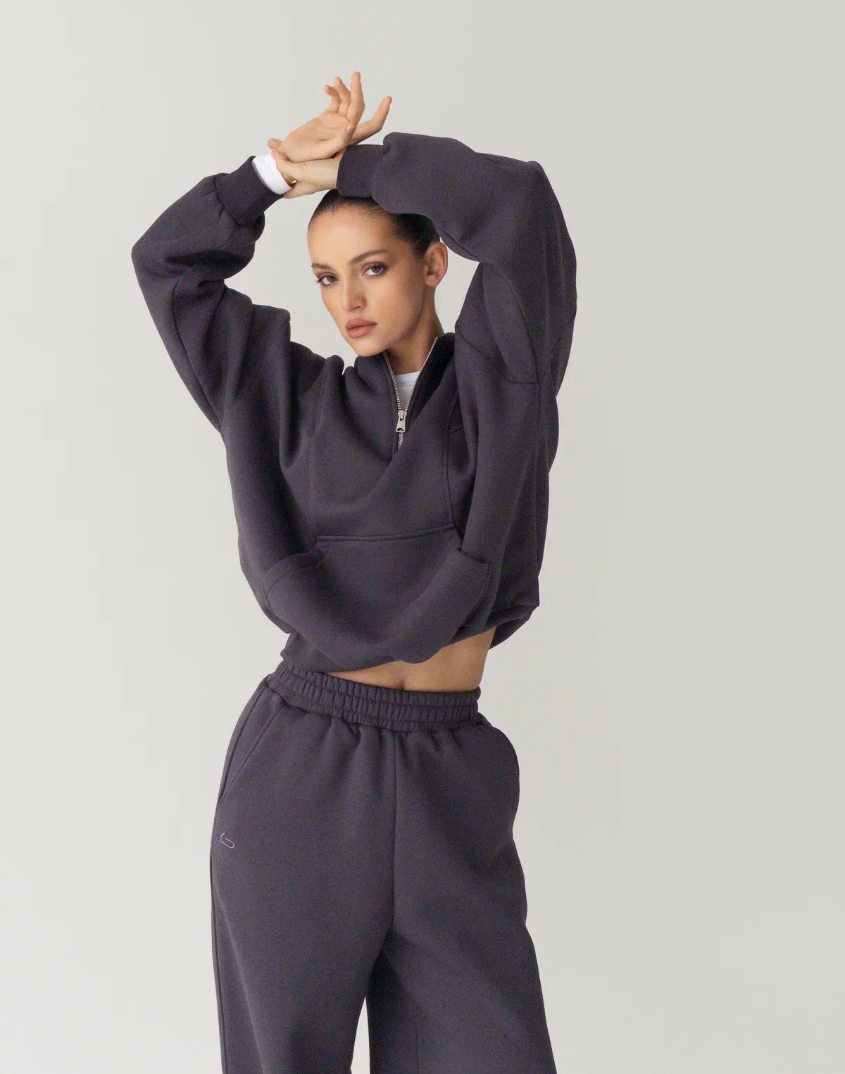 Худі з блискавкою до середини з начосом, антрацит - Фото 7