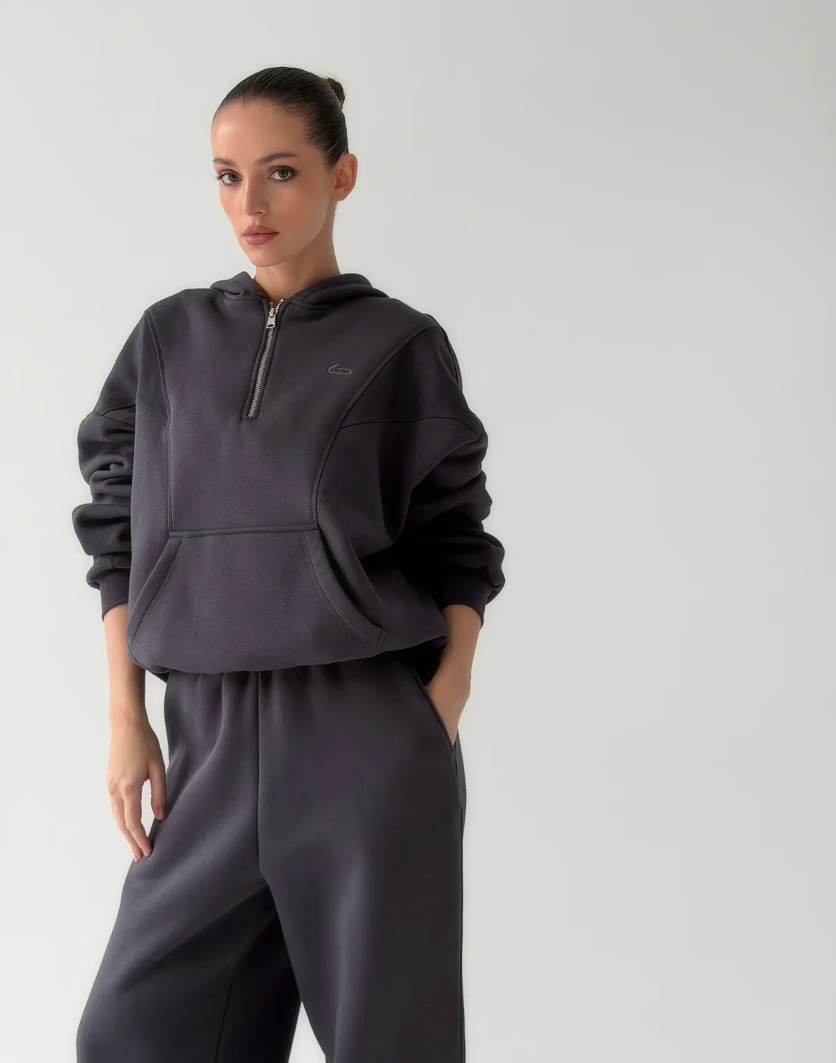 Худі з блискавкою до середини з начосом, антрацит - Фото 6