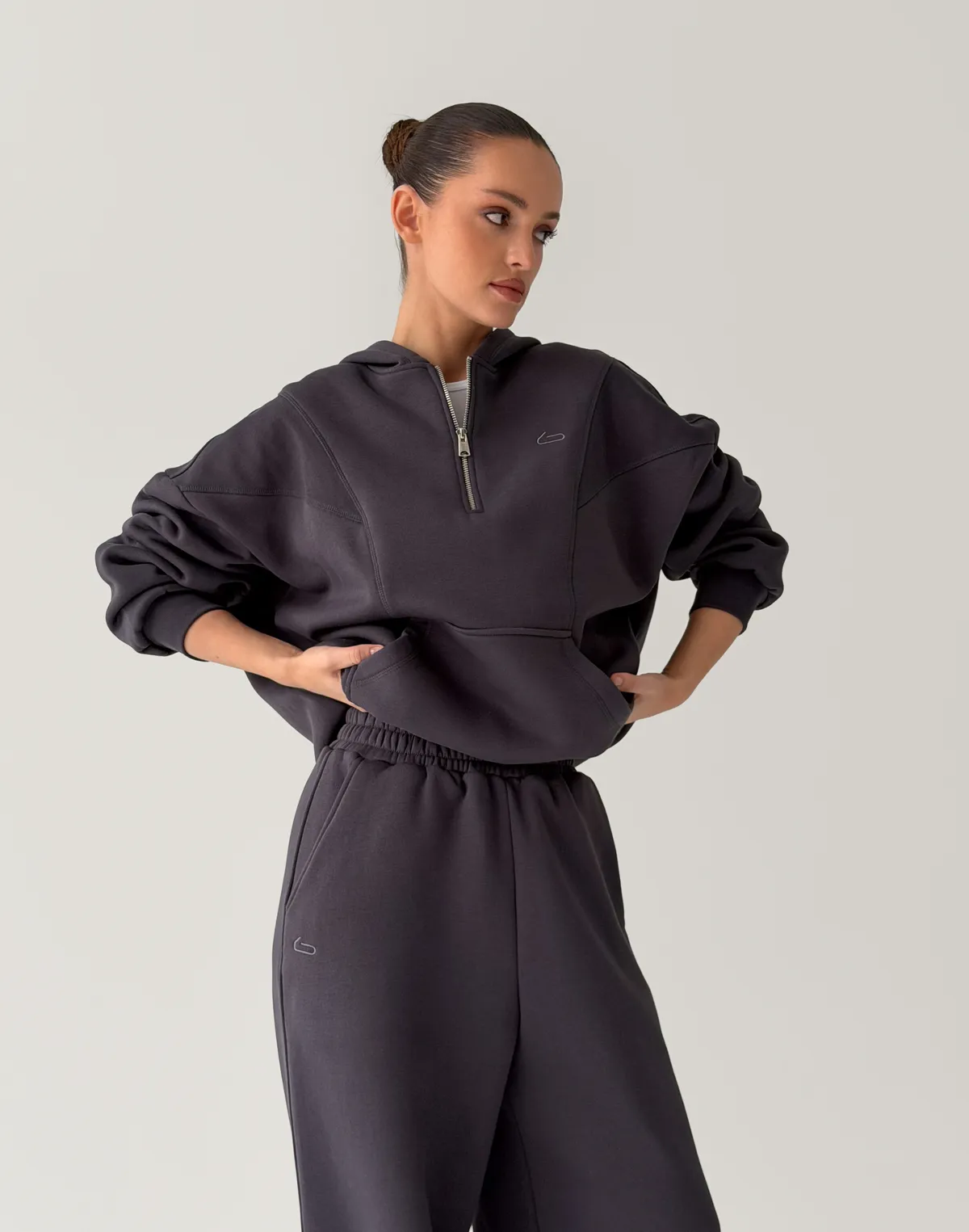 Худі з блискавкою до середини з начосом, антрацит - Фото 5