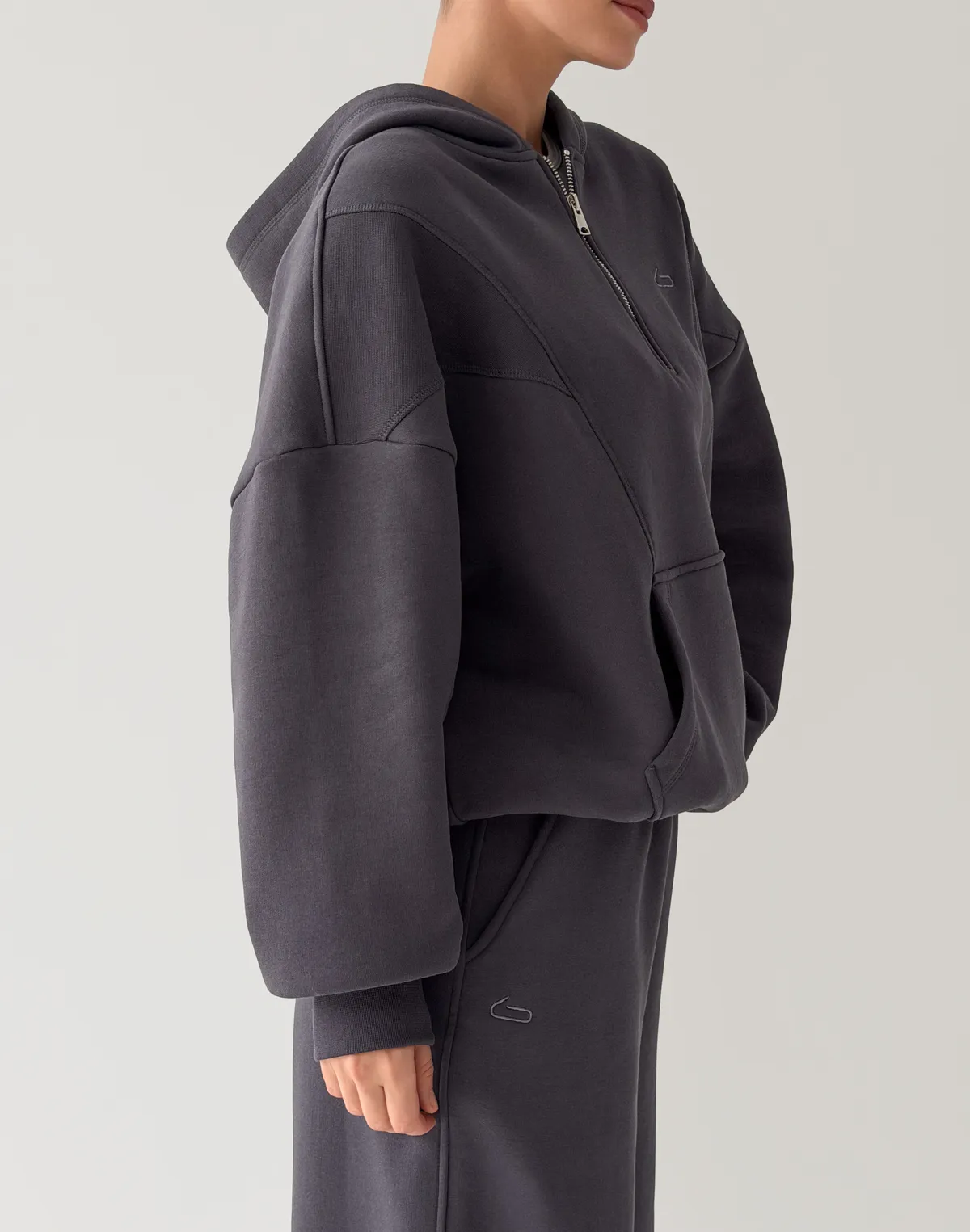 Худі з блискавкою до середини з начосом, антрацит - Фото 4