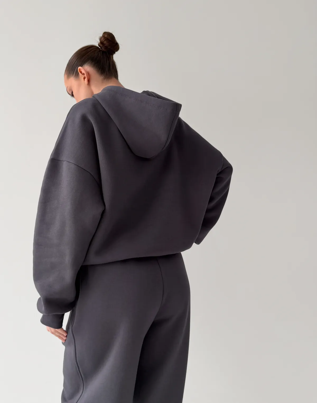 Худі з блискавкою до середини з начосом, антрацит - Фото 2