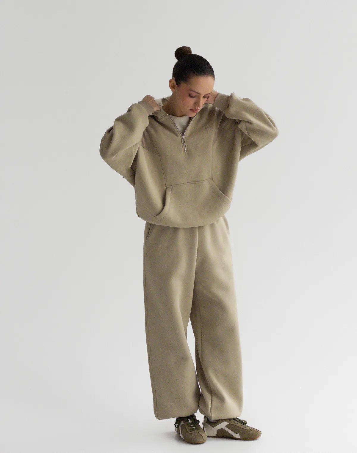 Джогери оверсайз з начосом, світло-кавові - Фото 5