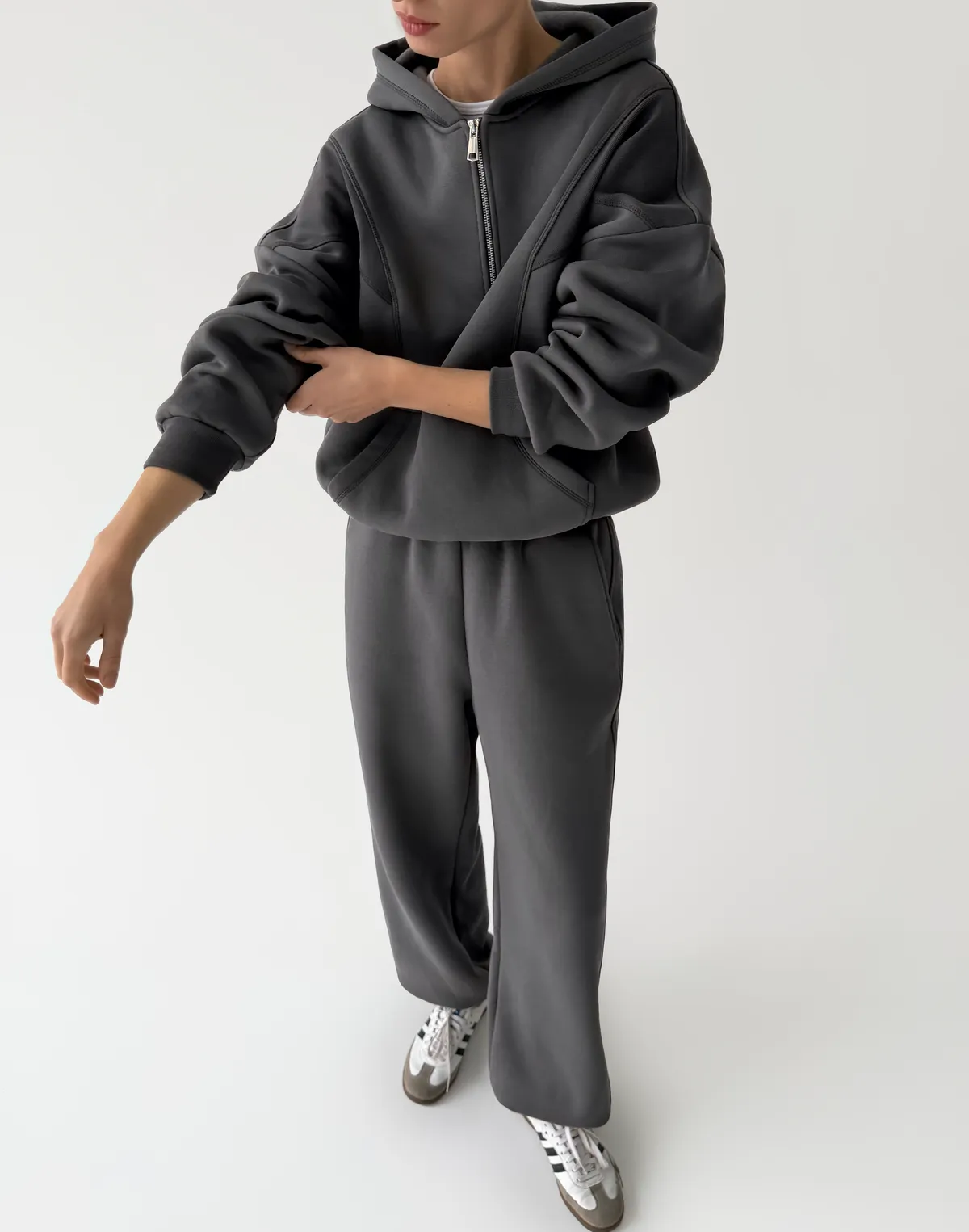 Джогери оверсайз з начосом, темно-сірі - Фото 5