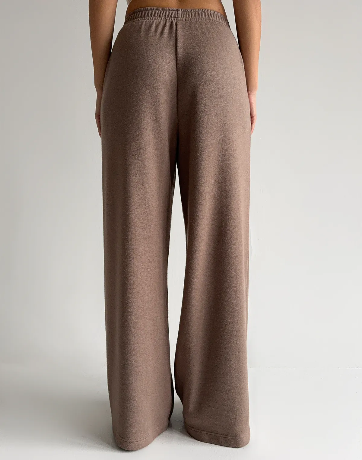 Штани прямого крою з тканини з імітацією ангори, капучіно - Фото 2