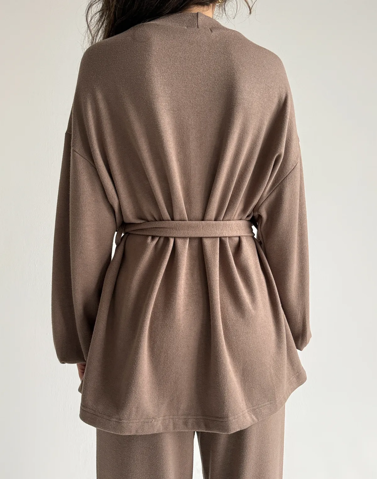 Кофта-кімоно з тканини з імітацією ангори, капучіно - Фото 2