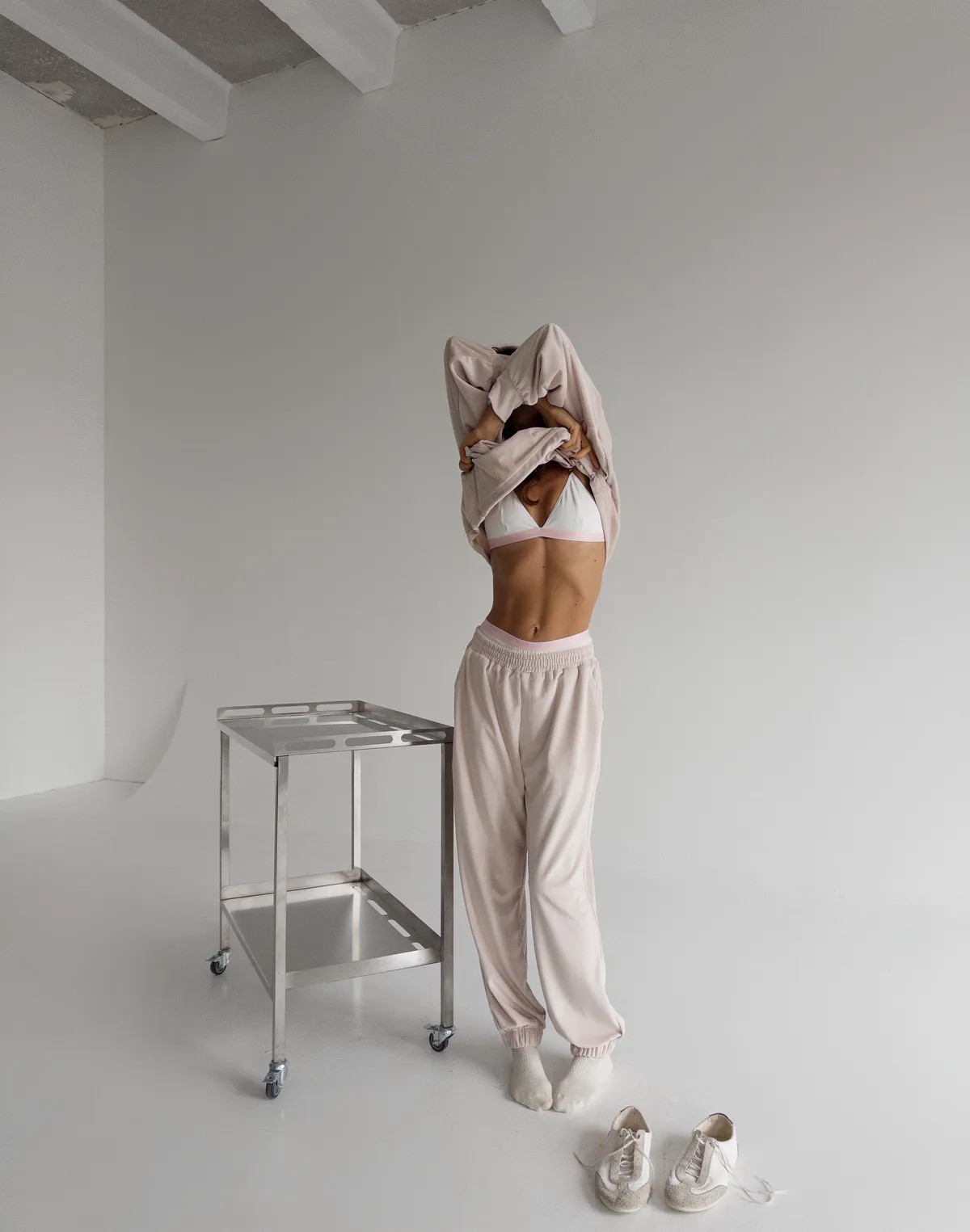 Комплект весняний вельветовий худі та штани спортивні, пудровий беж - Фото 5