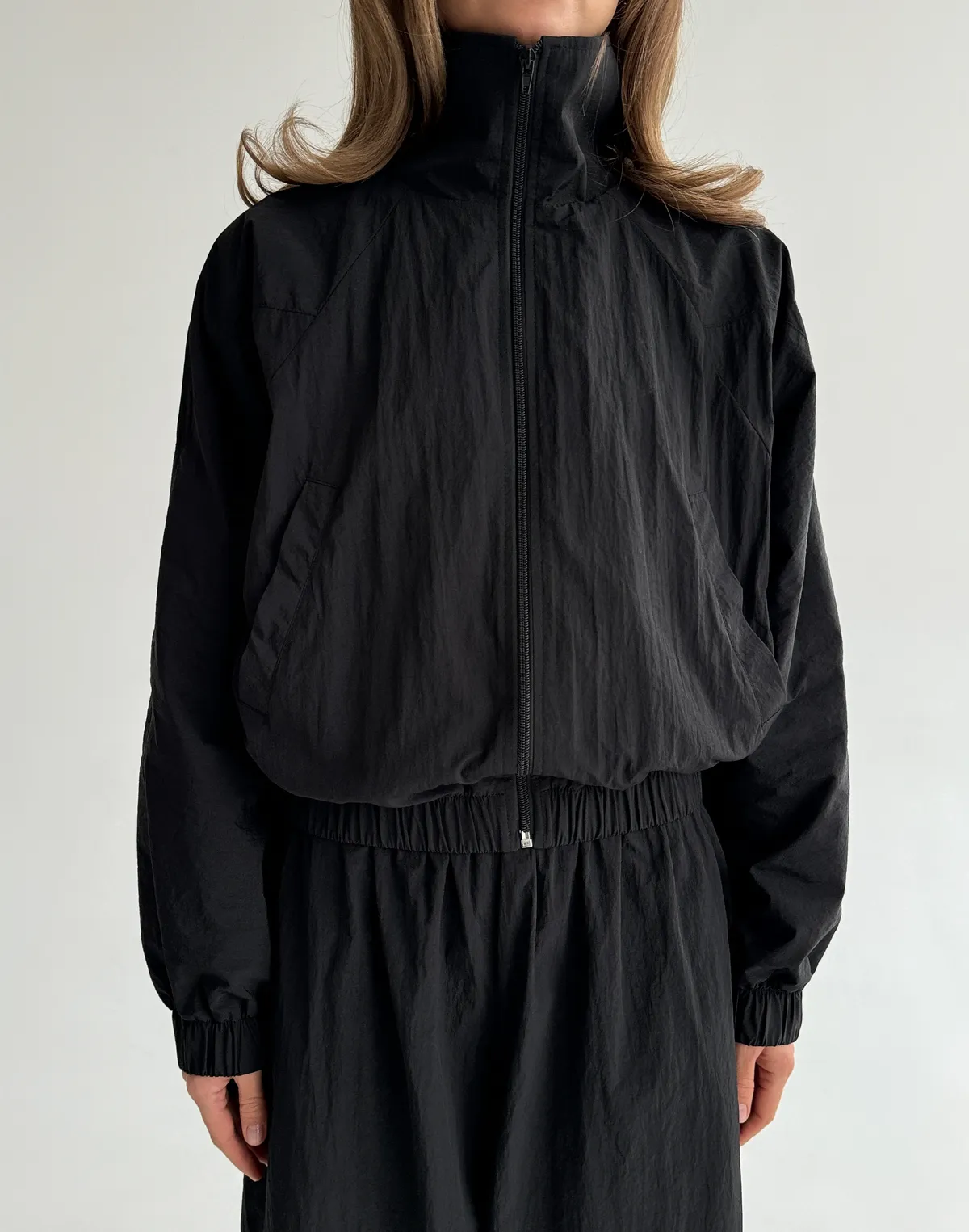 Зіпер з плащової тканини, чорний - Фото 1