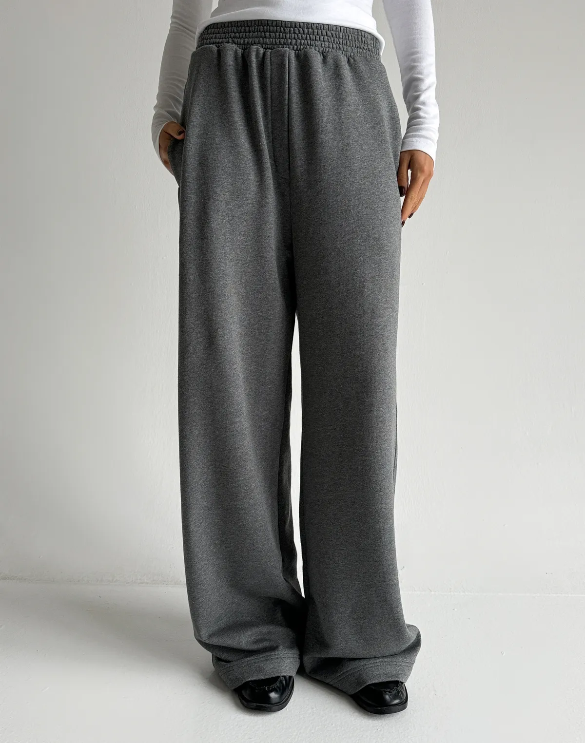 Штани спортивні прямі, темний меланж - Фото 1