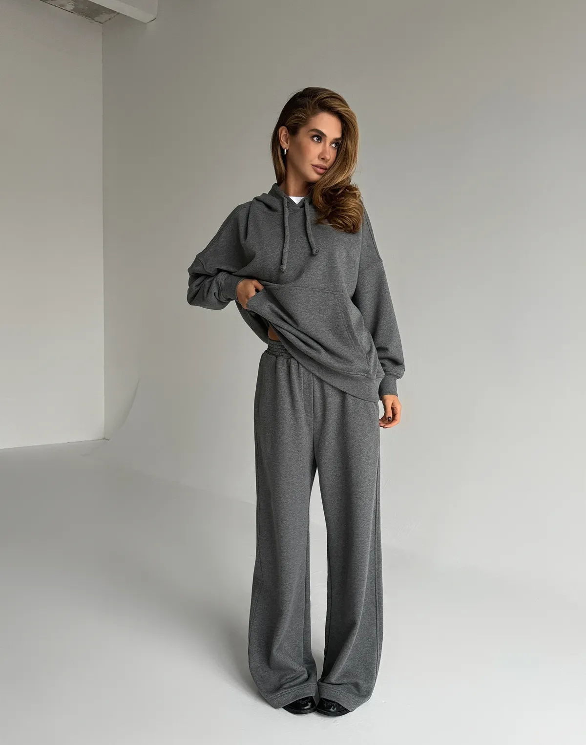 Штани спортивні прямі, темний меланж - Фото 5