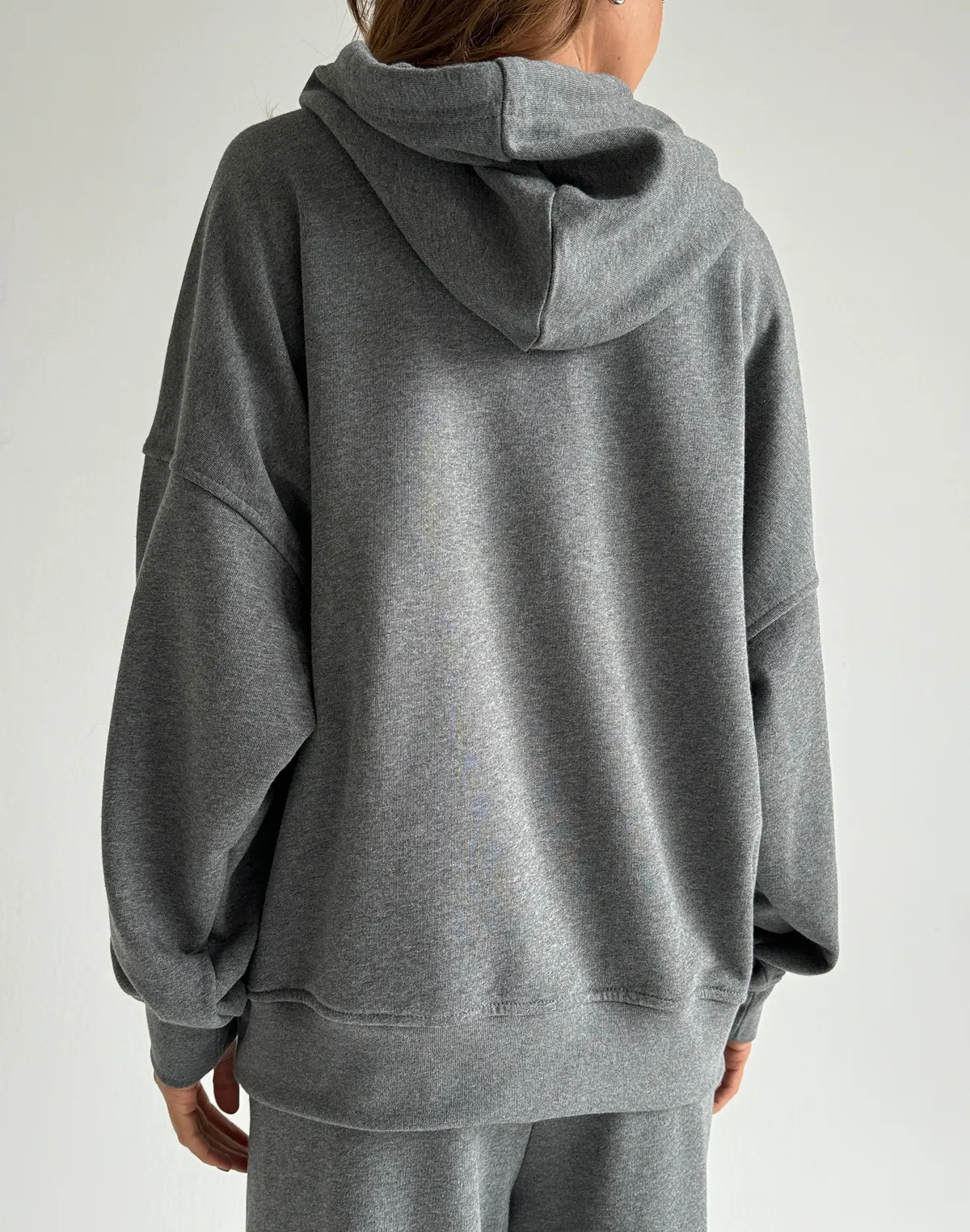 Худі оверсайз з кишенею, темний меланж - Фото 2