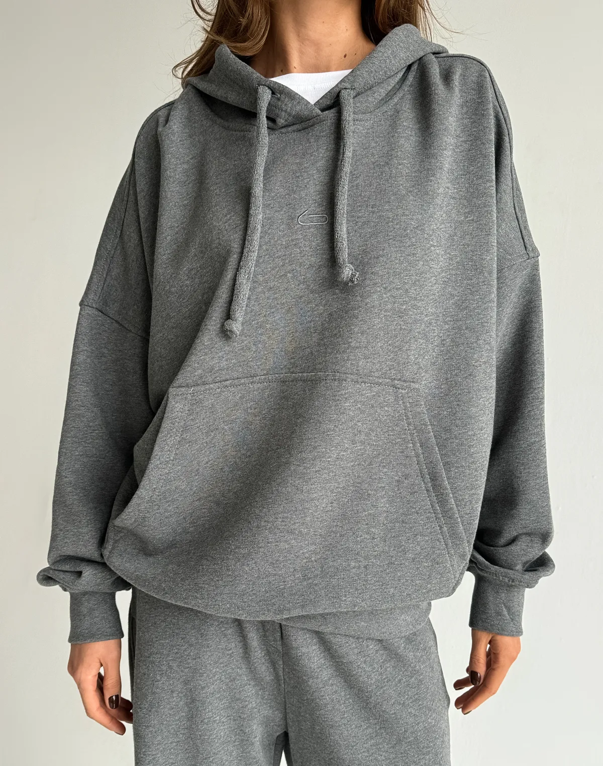 Худі оверсайз з кишенею, темний меланж - Фото 1