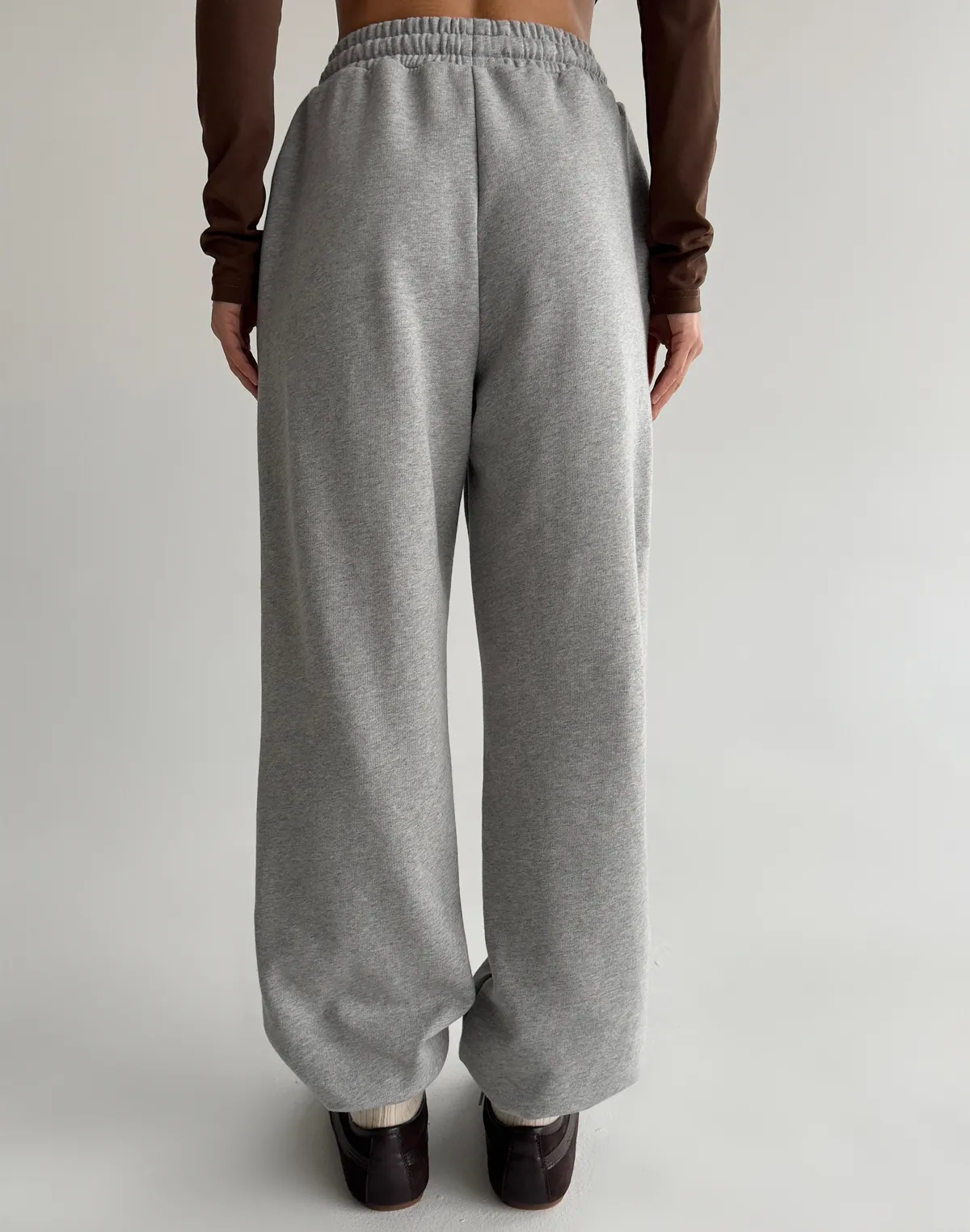 Джогери зі шнурком оверсайз, сірий меланж - Фото 2