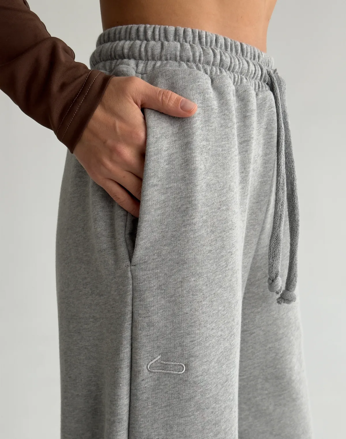 Джогери зі шнурком оверсайз, сірий меланж - Фото 6
