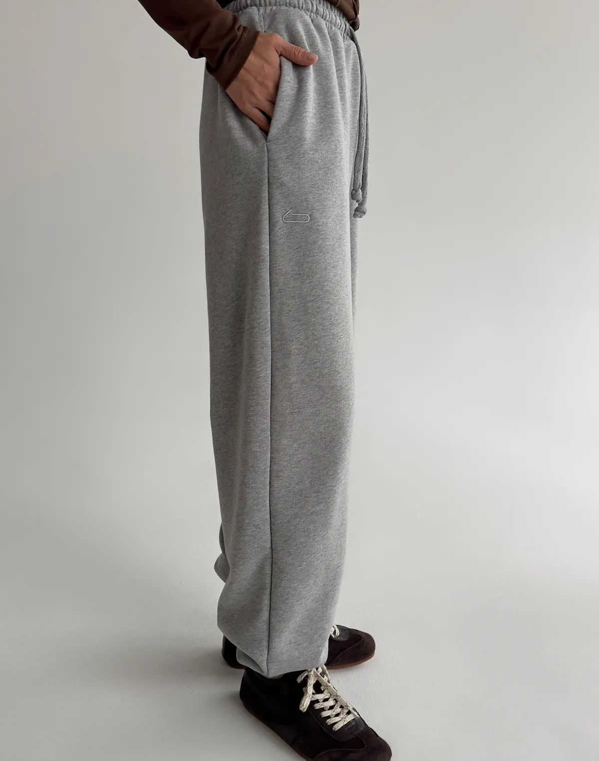Джогери зі шнурком оверсайз, сірий меланж - Фото 8