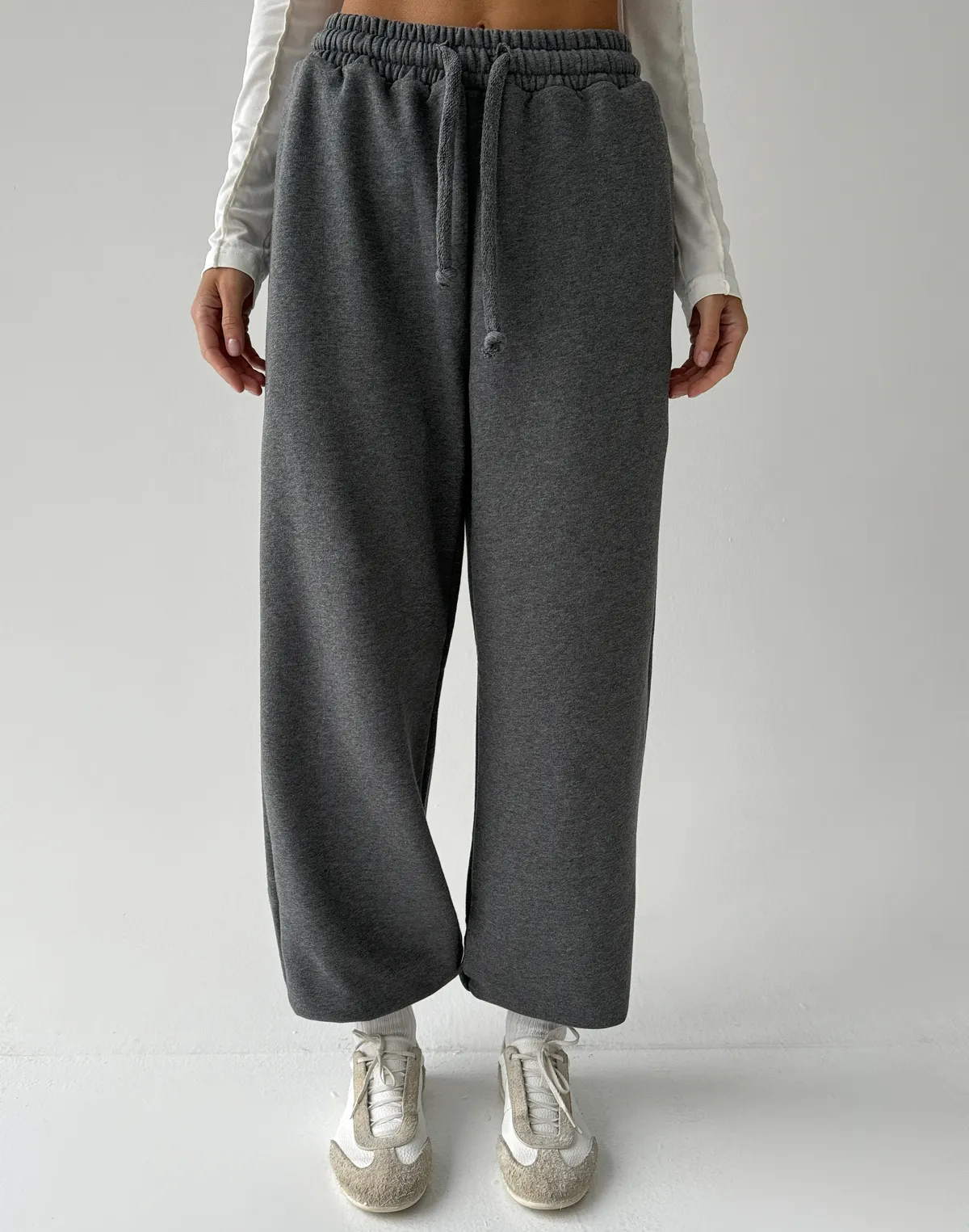 Джогери зі шнурком оверсайз, темний меланж - Фото 1