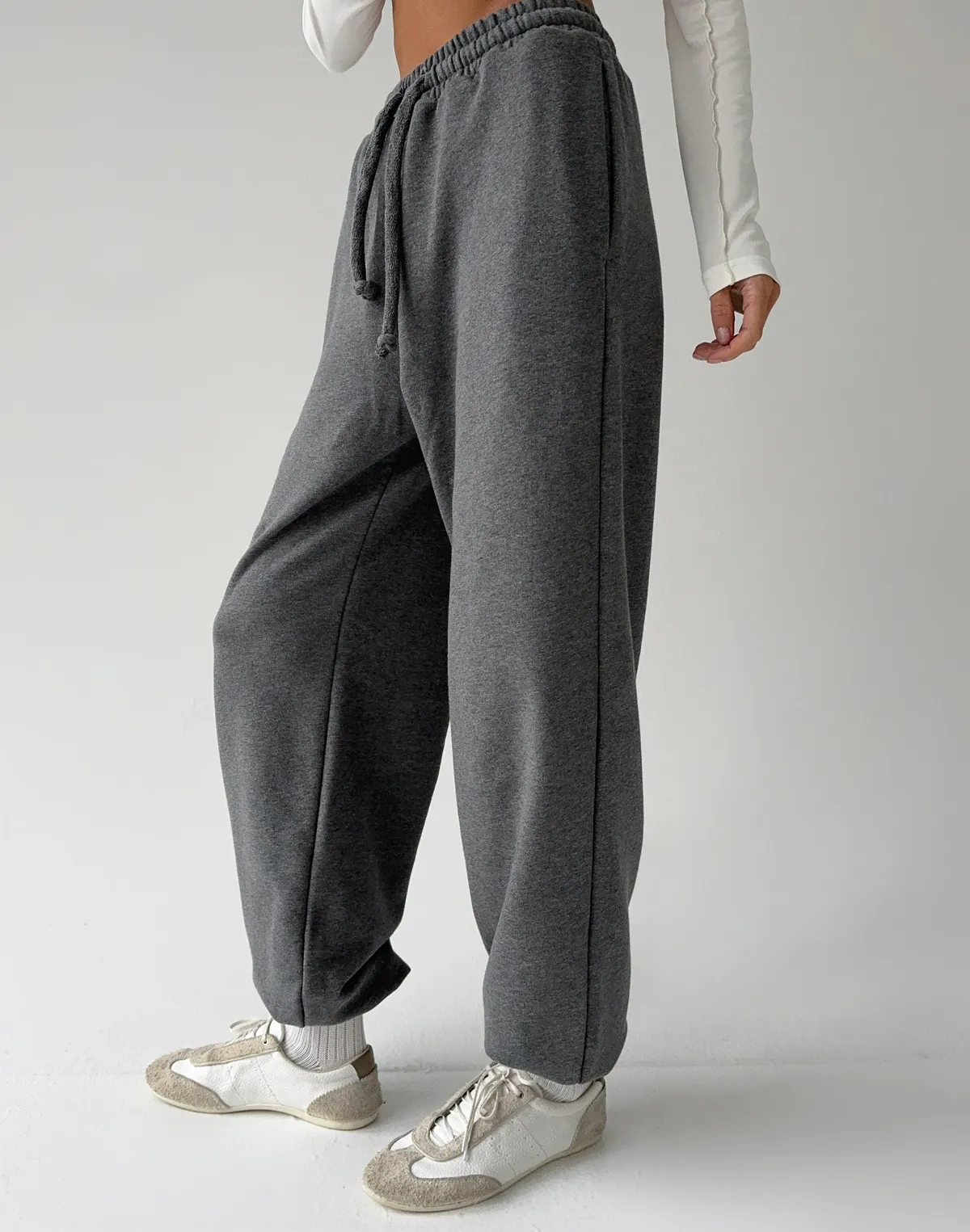 Джогери зі шнурком оверсайз, темний меланж - Фото 5