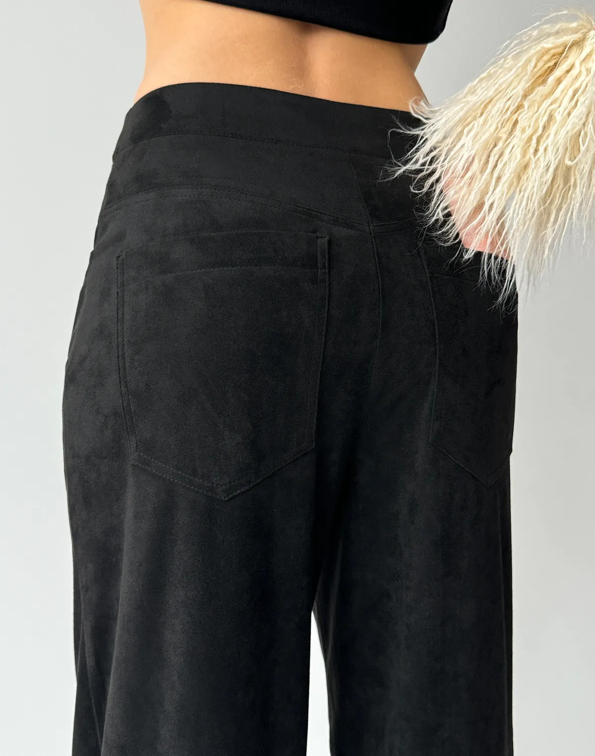 Штани базові з екозамші, чорні - Фото 7