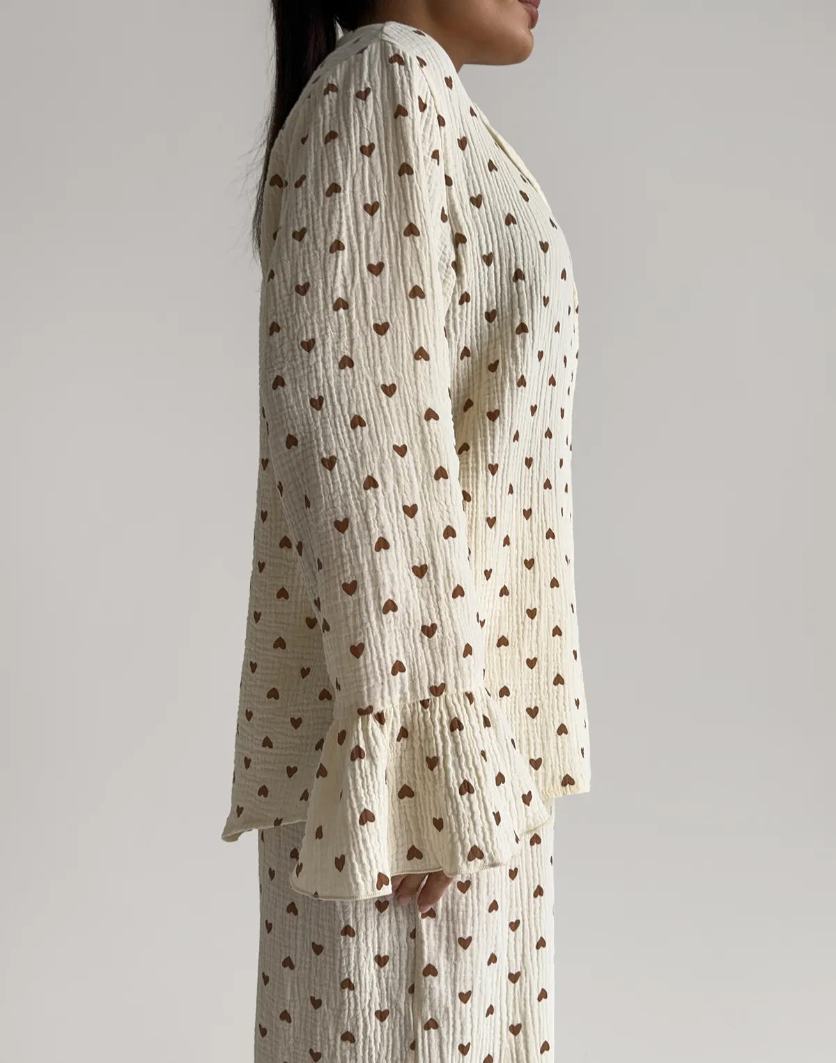 Сорочка піжамна, кремово-коричнева - Фото 4