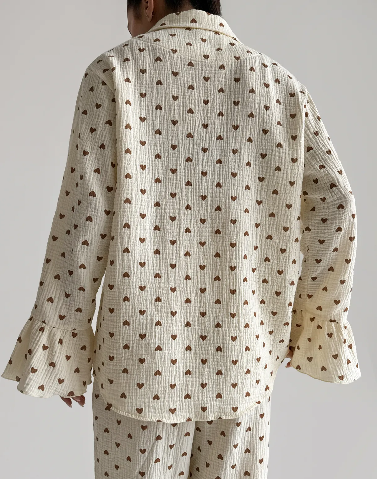 Сорочка піжамна, кремово-коричнева - Фото 2