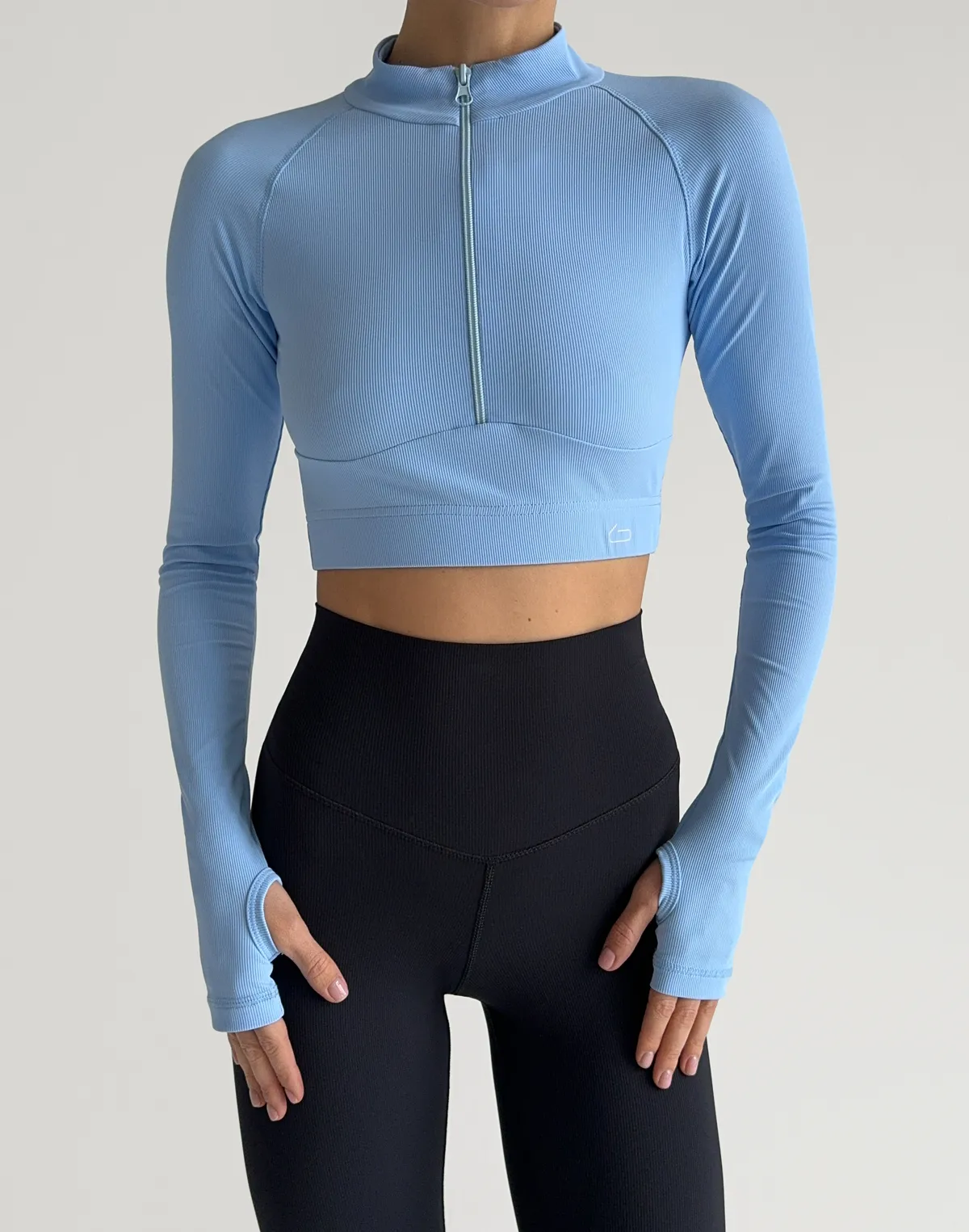 Рашгард на блискавці вкорочений спортивний, блакитний - Фото 1