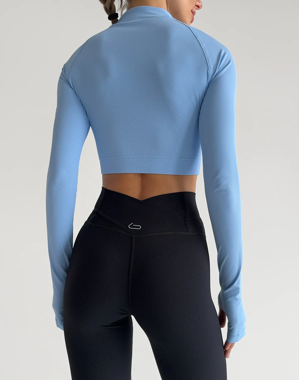 Рашгард на блискавці вкорочений спортивний, блакитний - Фото 2