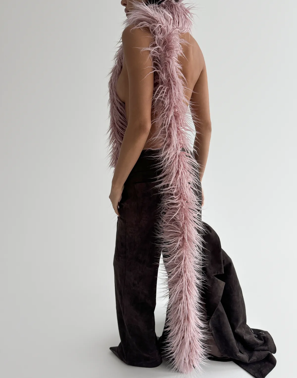 Шарф з екохутра, рожевий - Фото 2