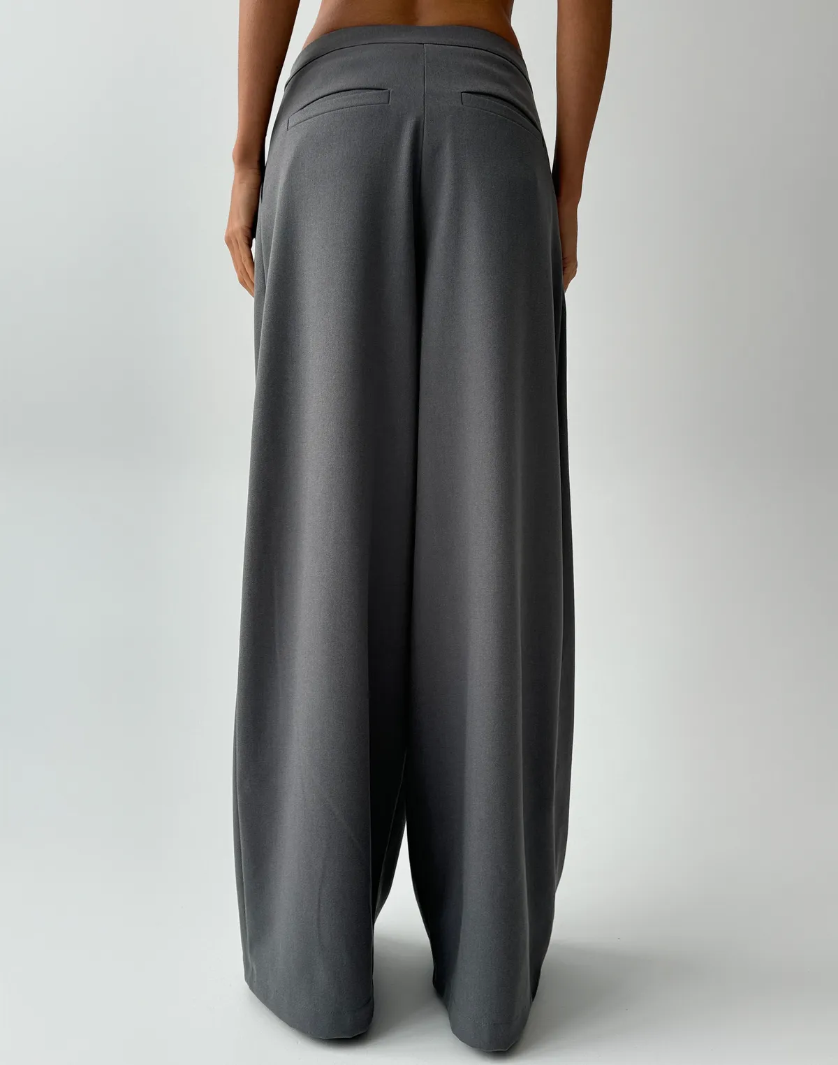 Штани оверсайз із защіпами та декоративними застібками, графіт - Фото 2