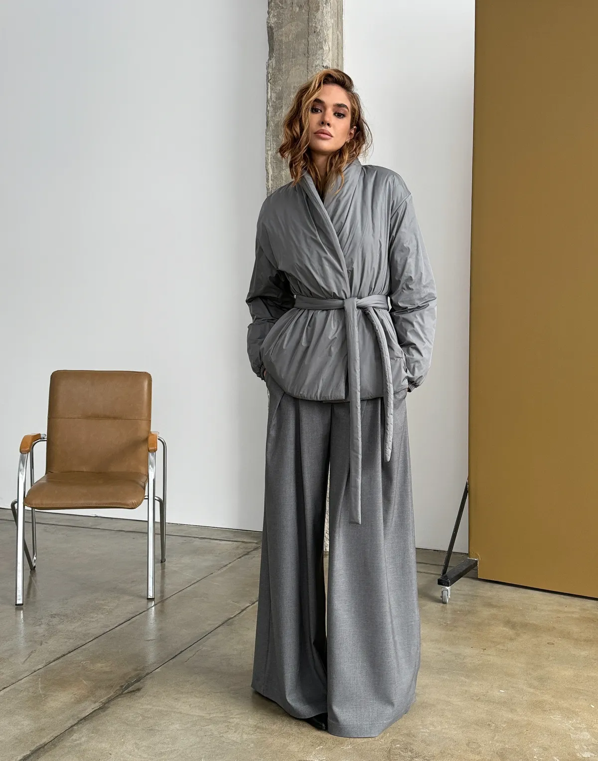 Куртка двухстороння весняна стьогана, сіра - Фото 7