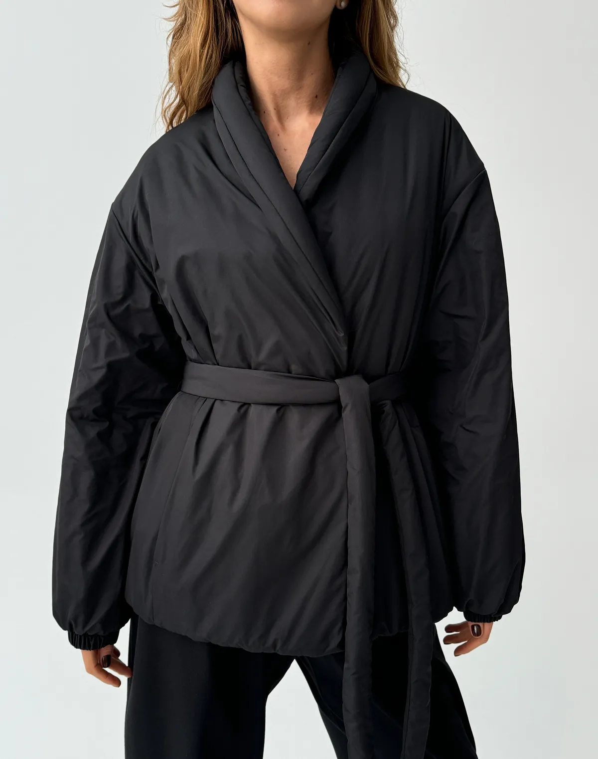 Куртка двухстороння весняна стьогана, чорна - Фото 7