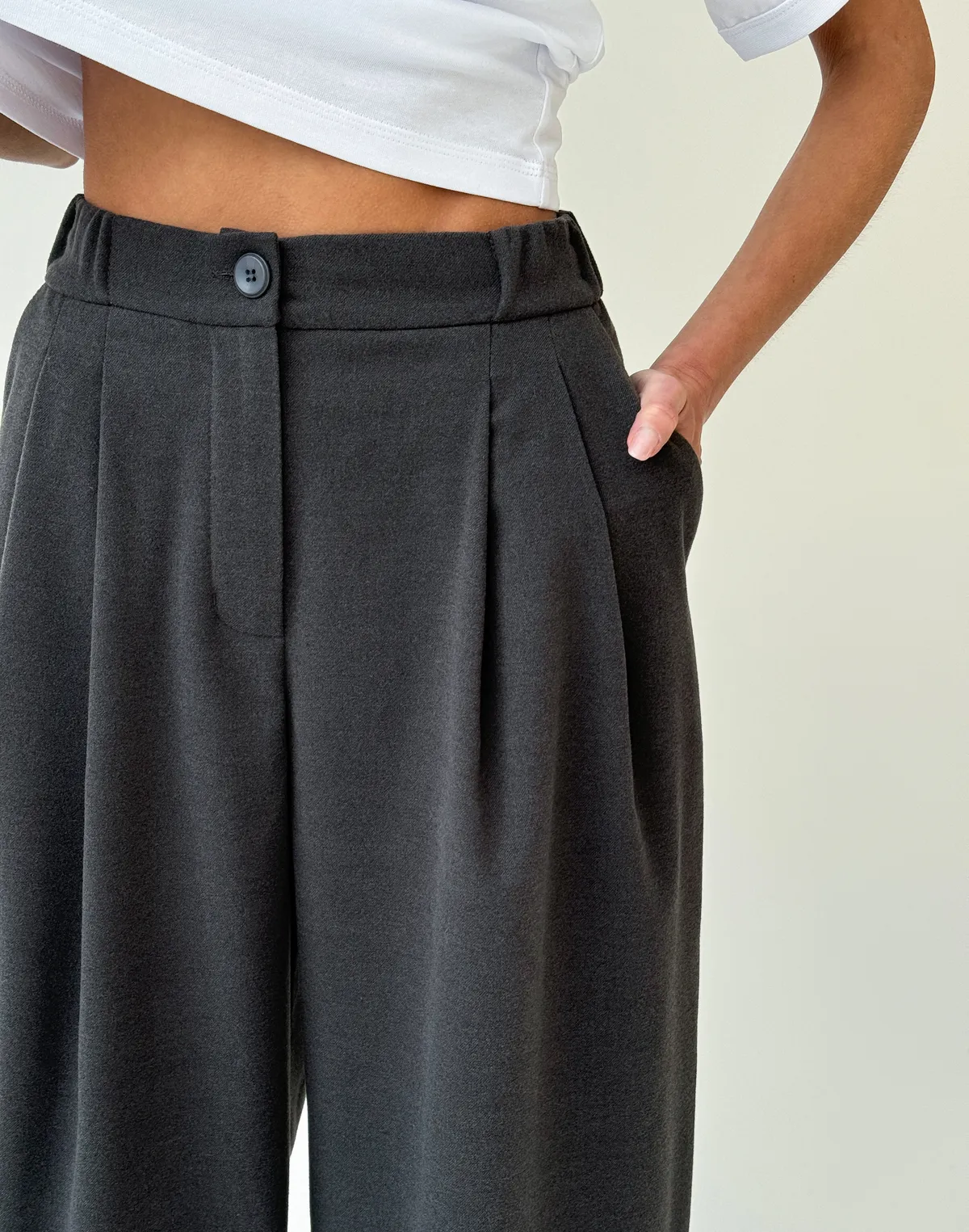 Штани базові у спортивному стилі, графітові - Фото 4