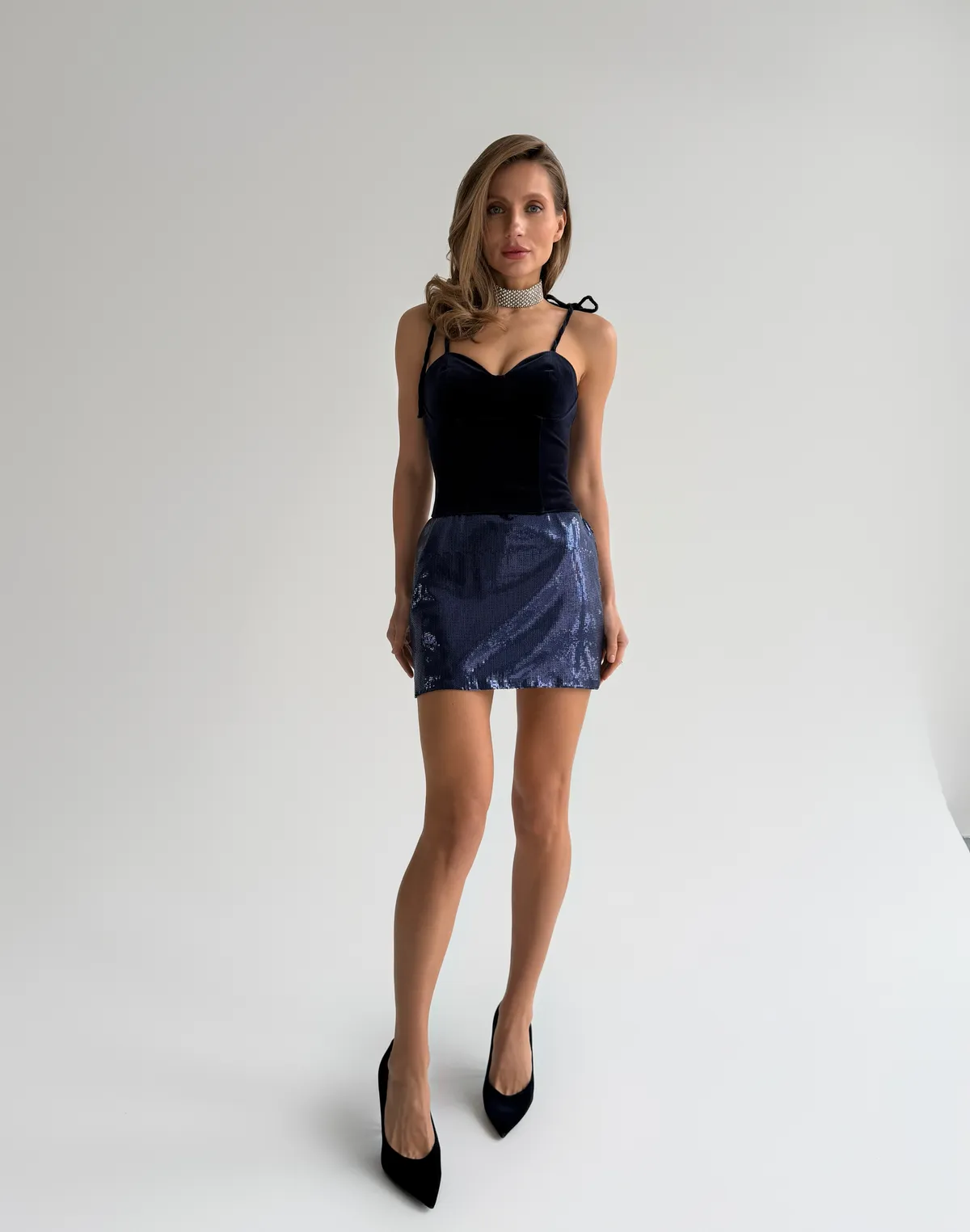 Топ велюровий з корсетними швами, нічне небо - Фото 6