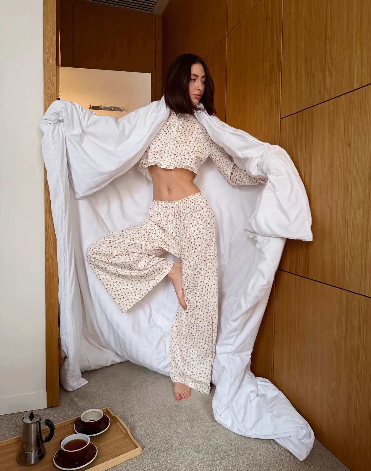 Піжамні штани для дому, молочні у квіточку - Фото 8