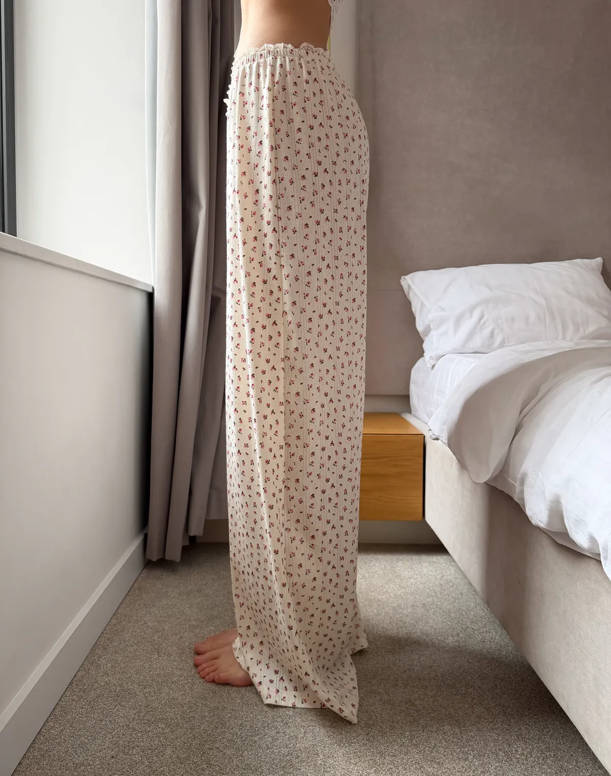 Піжамні штани для дому, молочні у квіточку - Фото 6