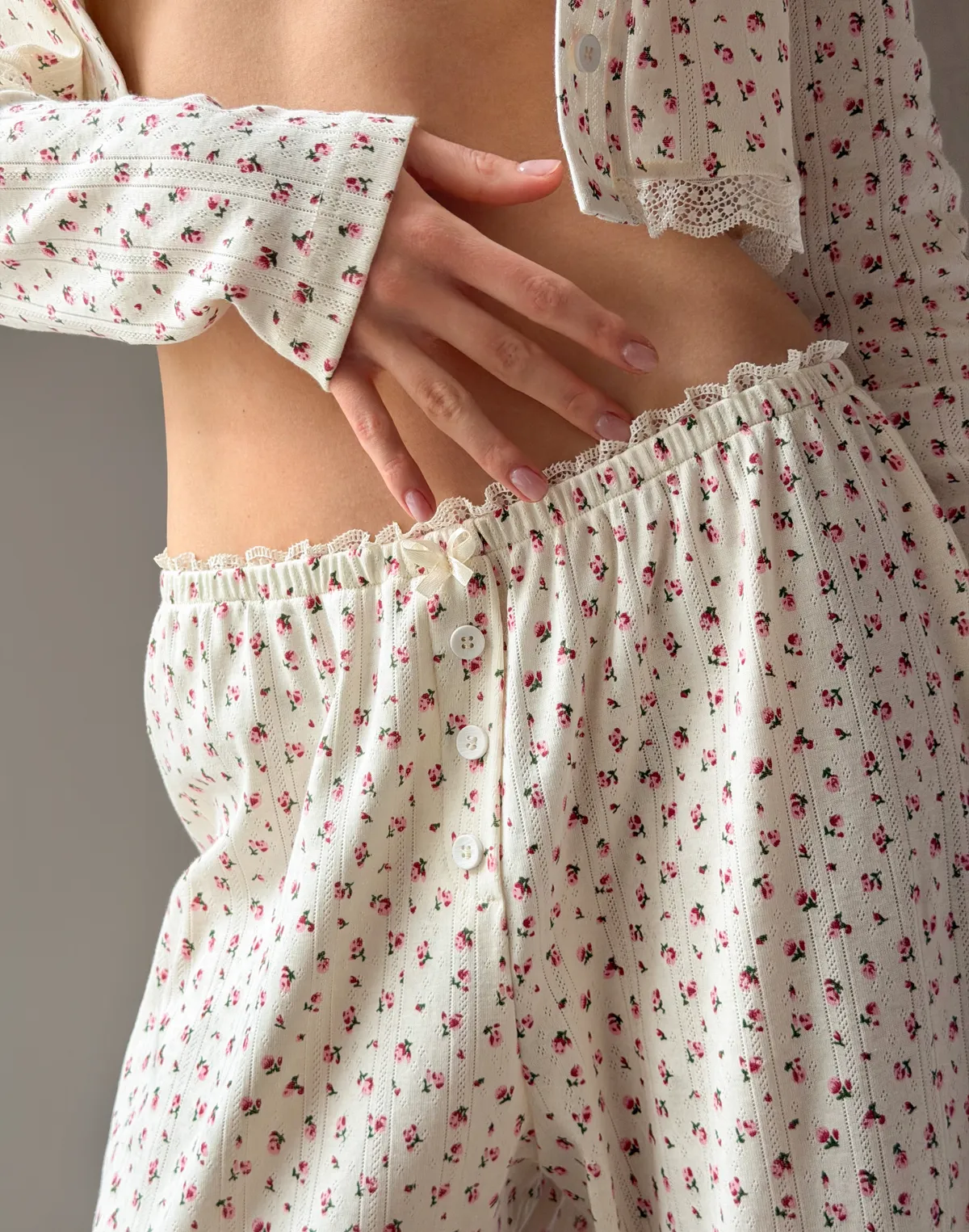 Піжамні штани для дому, молочні у квіточку - Фото 5