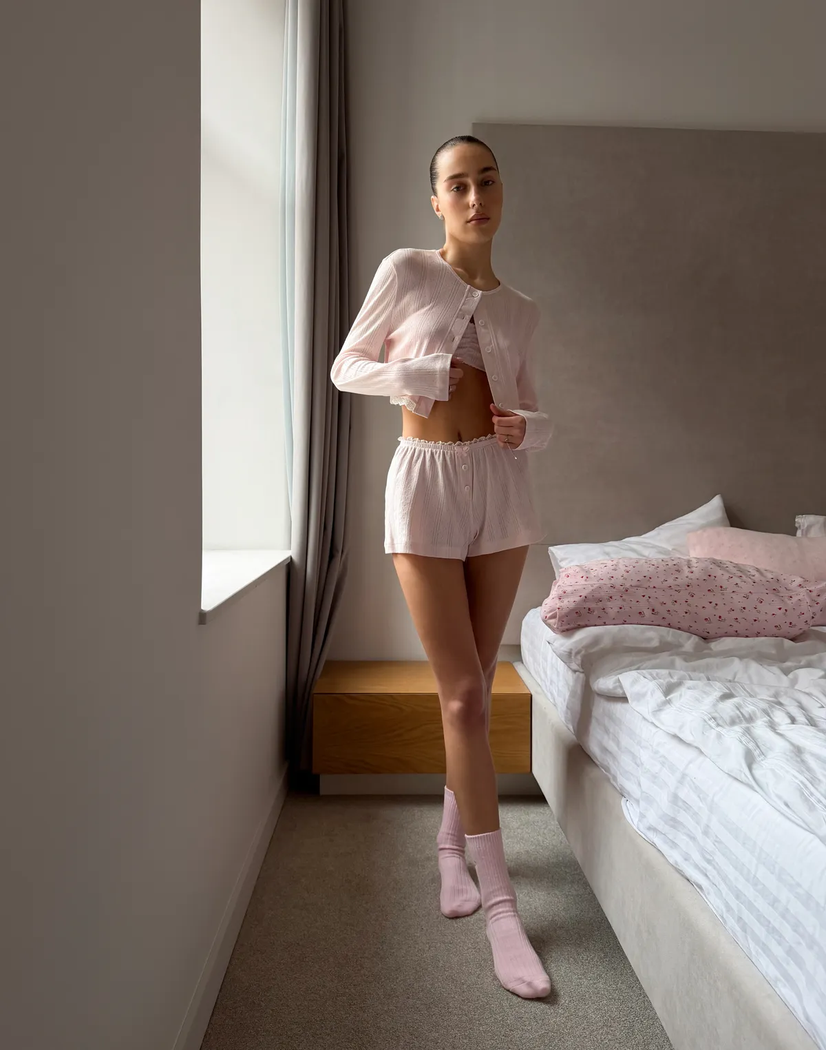 Піжамні шорти для дому, пастельно-рожеві - Фото 3
