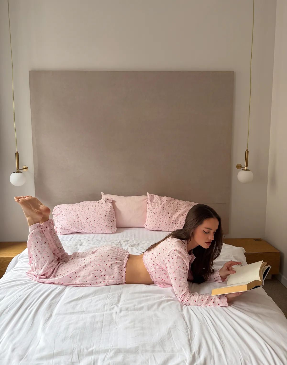 Піжамні штани для дому, рожеві у квіточку - Фото 7