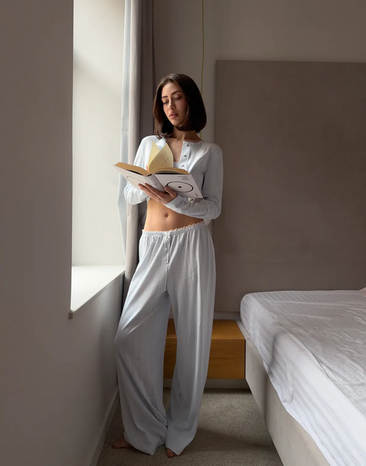 Піжамні штани для дому, світло-блакитні - Фото 8