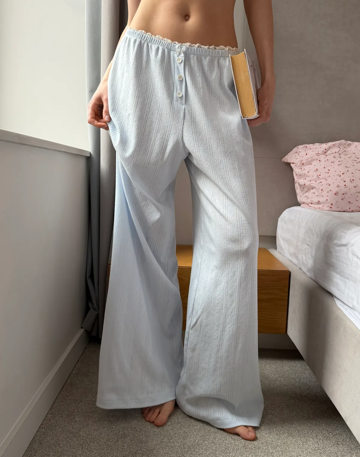 Піжамні штани для дому, світло-блакитні - Фото 1