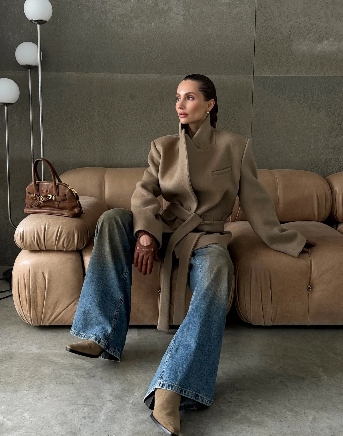 Пальто вкорочене весняне зі 100% вовни, кемел - Фото 3