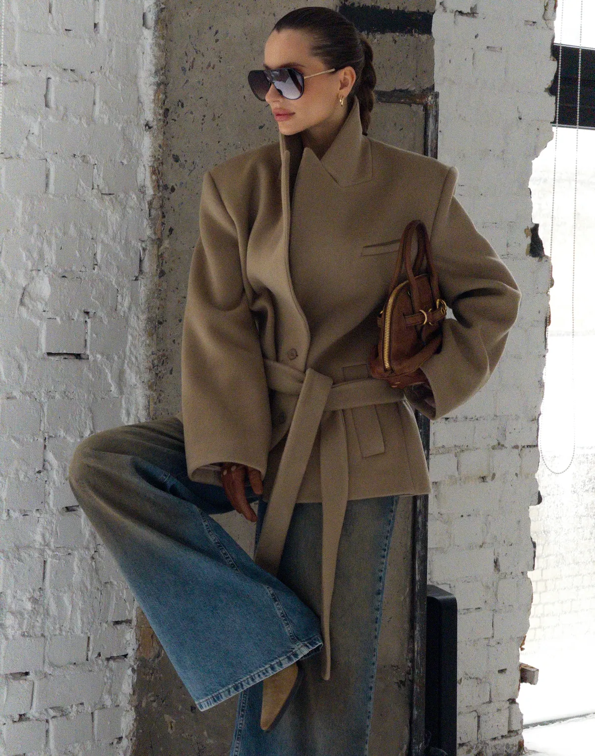 Пальто вкорочене весняне зі 100% вовни, кемел - Фото 8